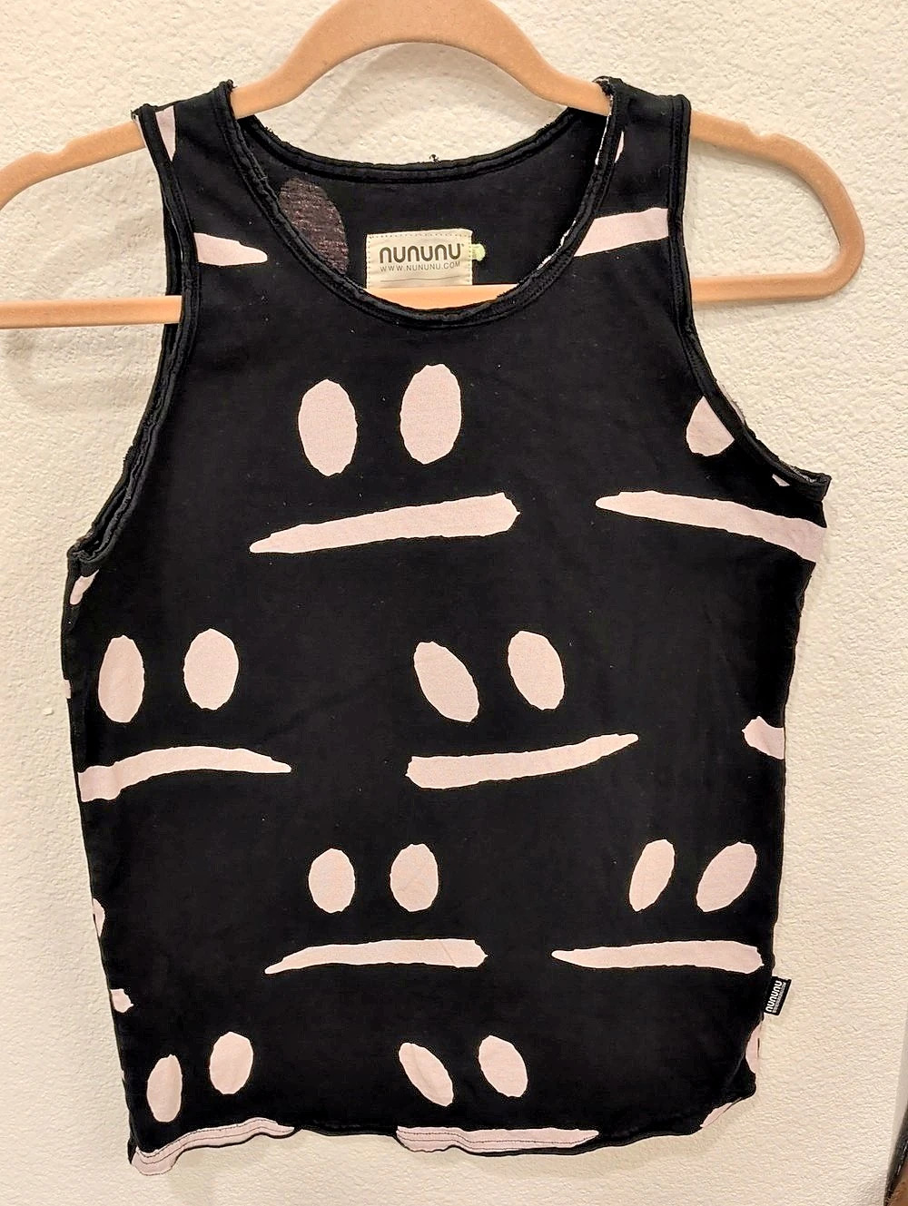 Nununu Smirks Tank Top Abstract Face Black & White Kids 12-14